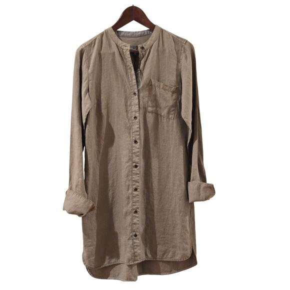 Michael Stars 100% Linen Shirt Dress Gray Tunic NWT Button Long Sleeve Small - Picture 1 of 9